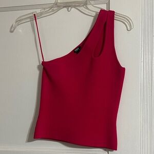 Express Vibrant Pink One-Shoulder Top